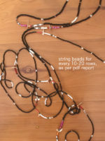 String beads in readiness for beaded crochet tapestry