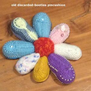 crochet booties pincushion