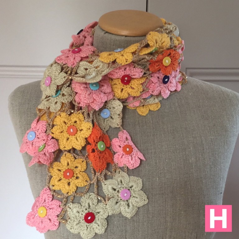 Z. Crochet Flower Scarf (CH0383) ・ClearlyHelena